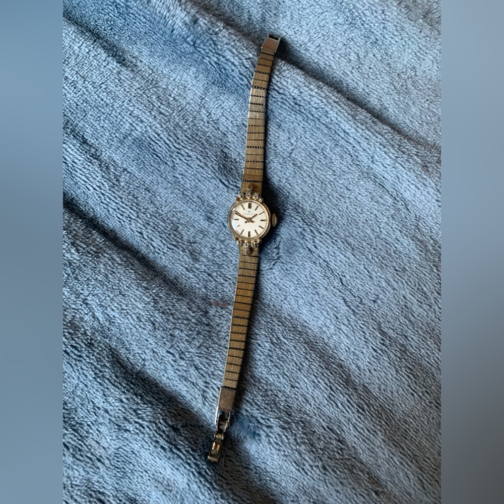Vintage 1920’s Hamilton 10KT Gold Diamond & Stainless Steel Watch